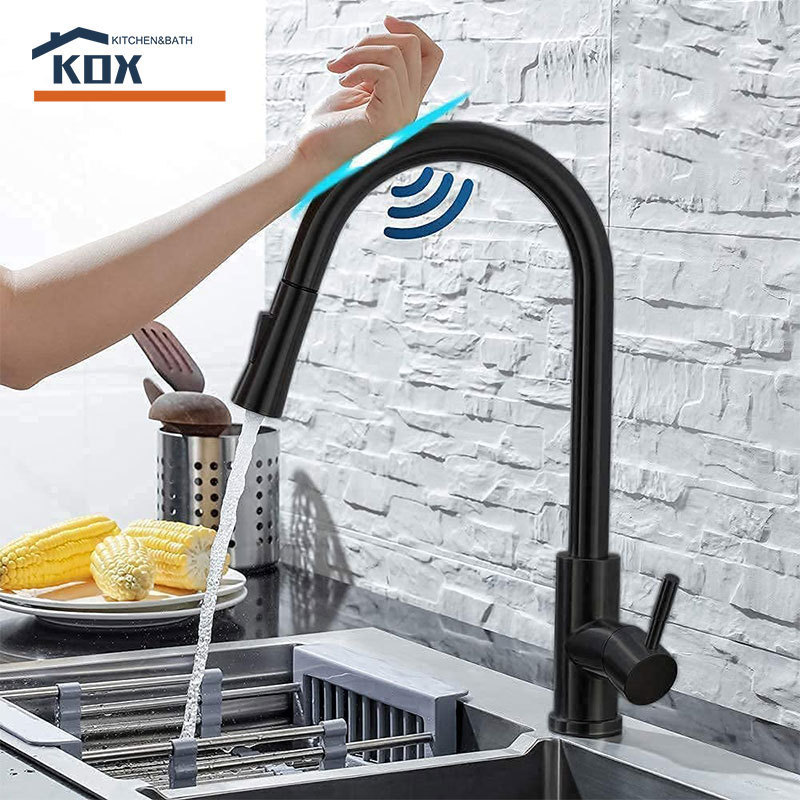 Hot and Cold Mixed Faucet Sensor Touch-less Faucet Pull out Kitchen Faucet