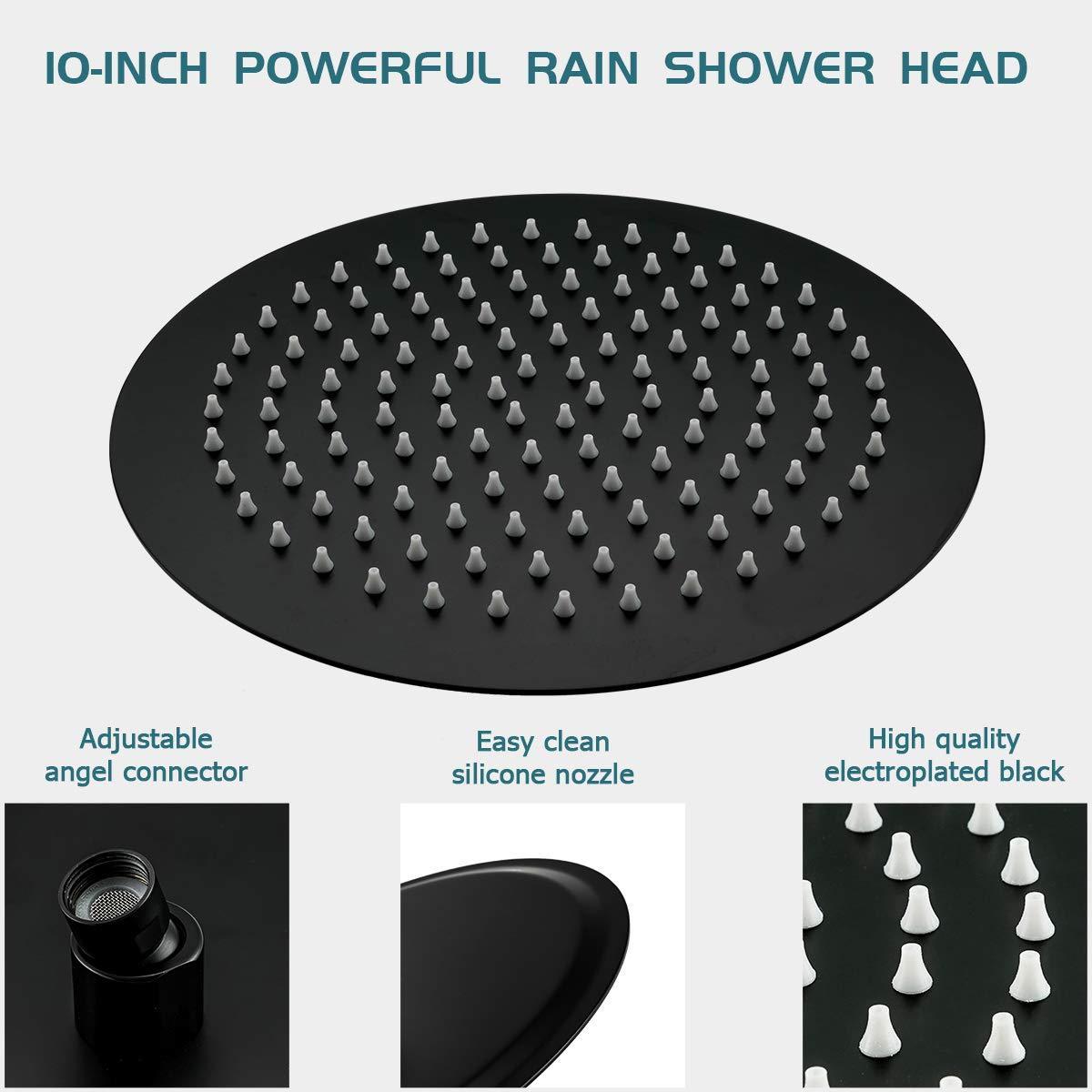 Matte Black Rain Shower System High Pressure Rainfall Shower Faucet and Head Combo Set