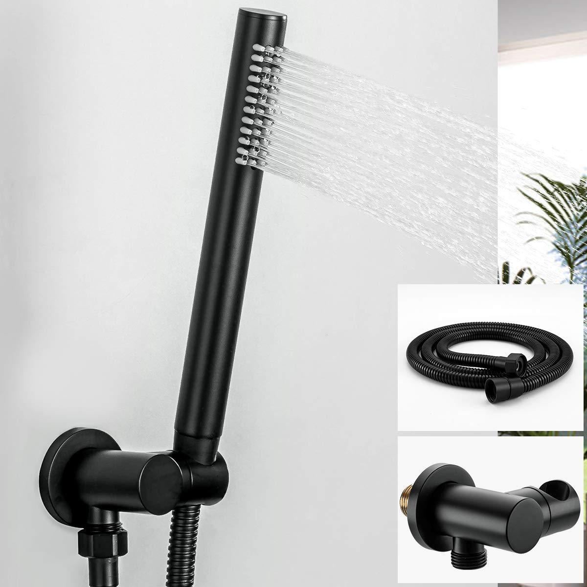 Matte Black Rain Shower System High Pressure Rainfall Shower Faucet and Head Combo Set