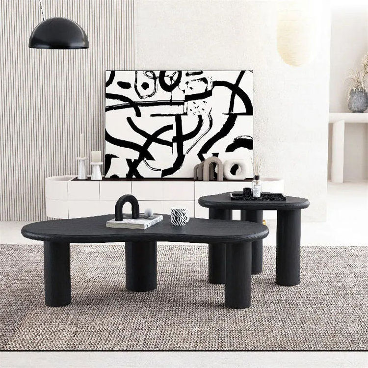 Luxury Wood Coffee Tables Modern Cloud Shape Center Modular Surround Solid Wood Edging Mdf Solid Color Coffee Table