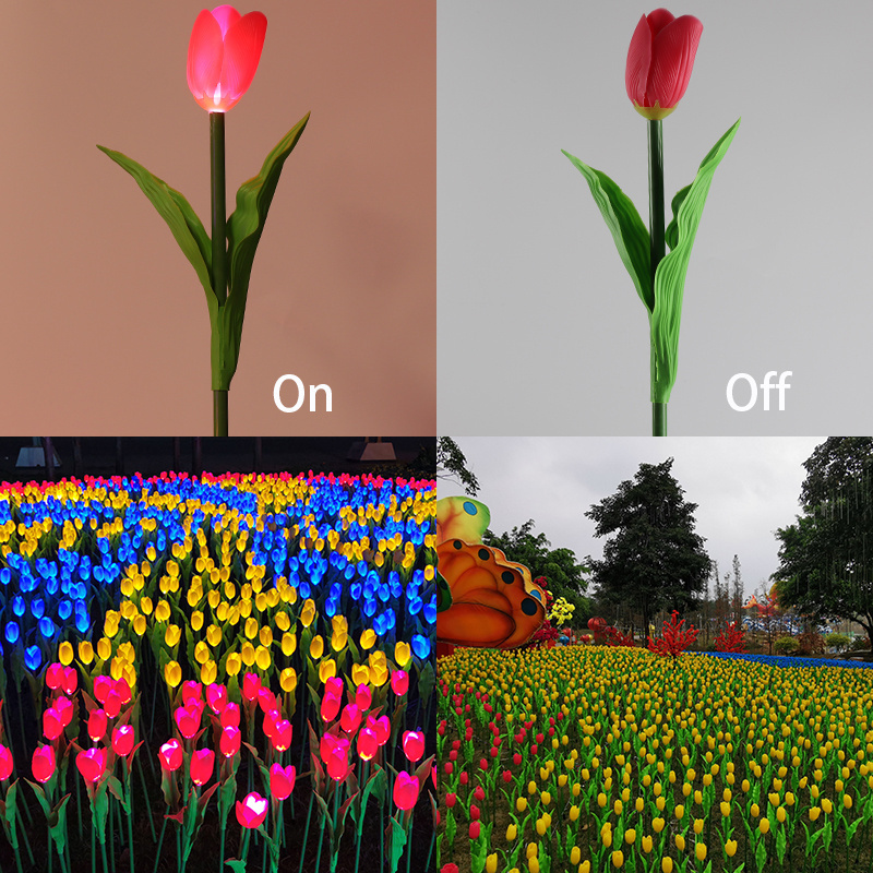 Factory Wholesale Tulip LED Flower Light Lamp Outdoor Decorative Garden Yard Landscape Lighting Motif Lights for Christmas