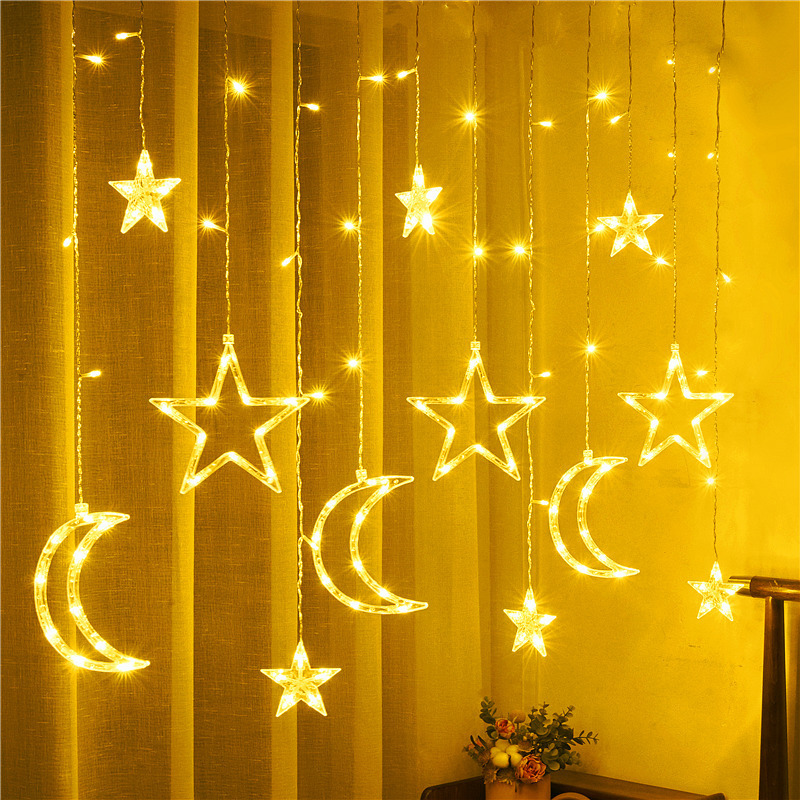 Eid Mubarak Ramadan Decorations Moon and Star Shape led curtain light Christmas lights decorative lights with factory price