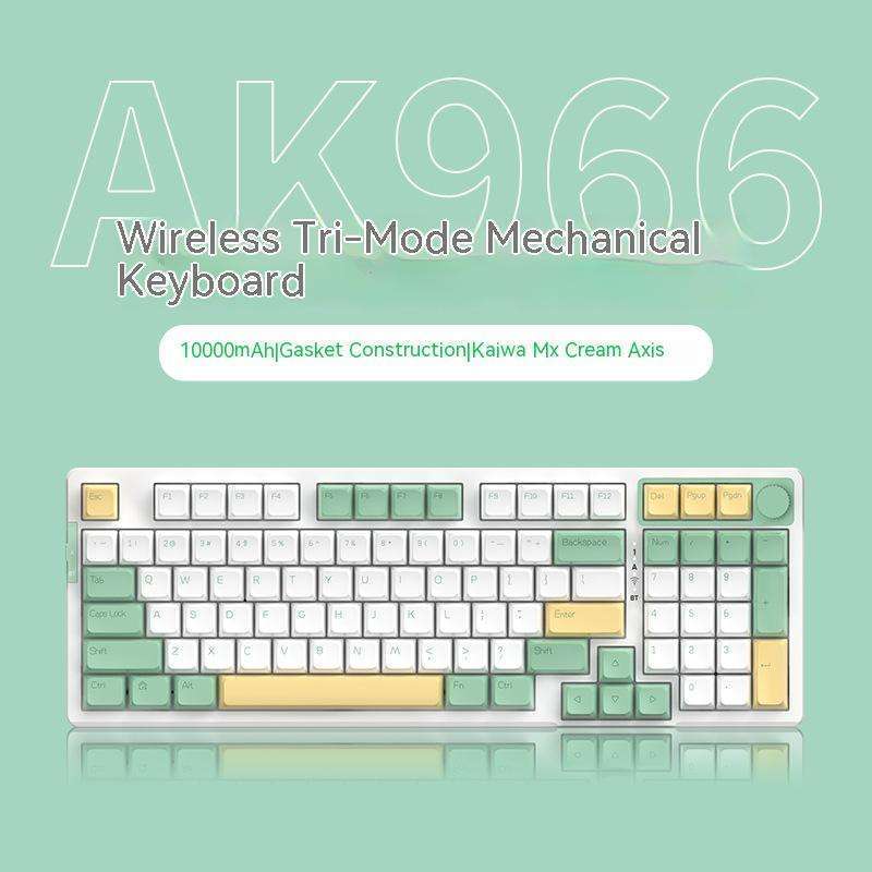 Kozh Ajazz AK966 96 Keys Hot Swappable Gasket 3-mode Wired Triple Modes Mechanical Keyboard with MDA PBT Keycaps Gaming Keyboard