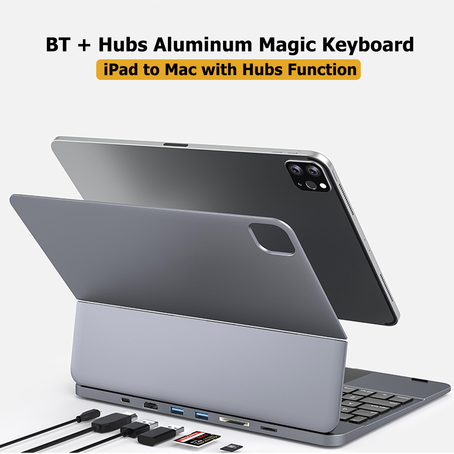 Kozh 2022 New Arrival Type C Touchpad Aluminum Ipad Magic Keyboard With 7 In 1 Hubs Design For Ipad Pro 11 Ipad Air 4 / Air 5