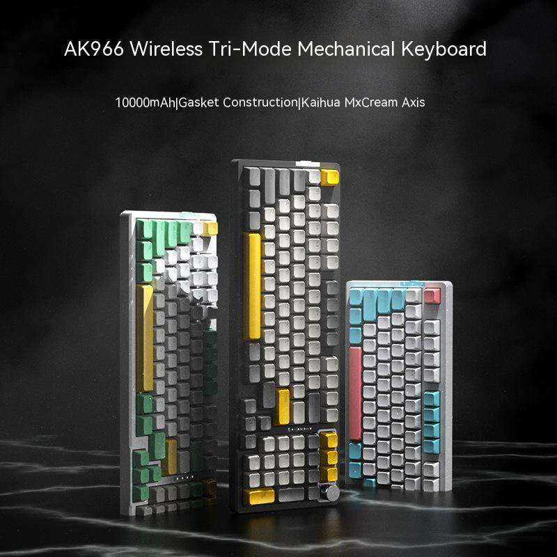 Kozh Ajazz AK966 96 Keys Hot Swappable Gasket 3-mode Wired Triple Modes Mechanical Keyboard with MDA PBT Keycaps Gaming Keyboard