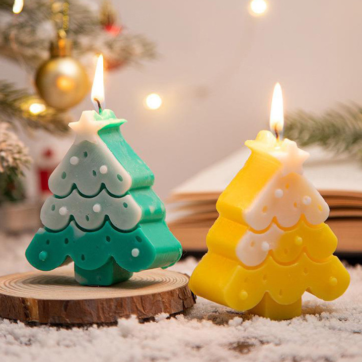 Handmade Christmas Tree Candles for Home Decoration, Aroma Cute Shape Soy Wax Candles for Party