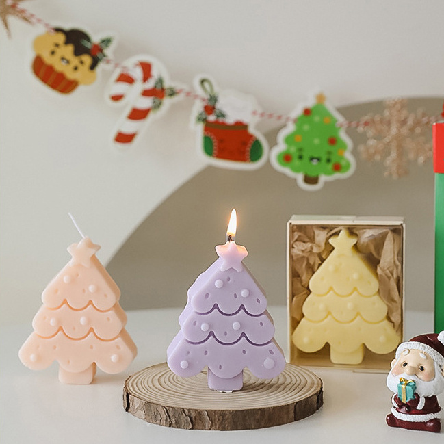 Handmade Christmas Tree Candles for Home Decoration, Aroma Cute Shape Soy Wax Candles for Party