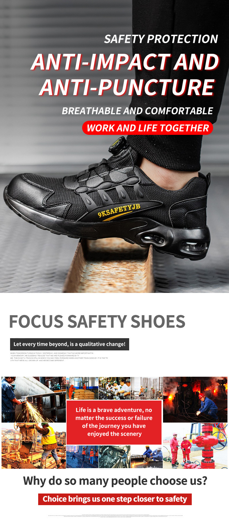 Summer breathable safety shoes. Anti-smash steel toe safety shoes, construction work boots, safety shoes for men