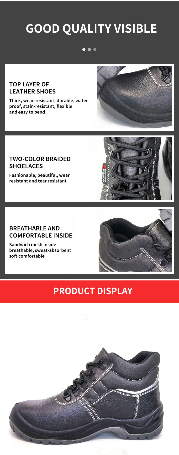 Oil water resistant anti slip work shoes steel toe puncture proof men industrial groundwork safety shoes boots S3