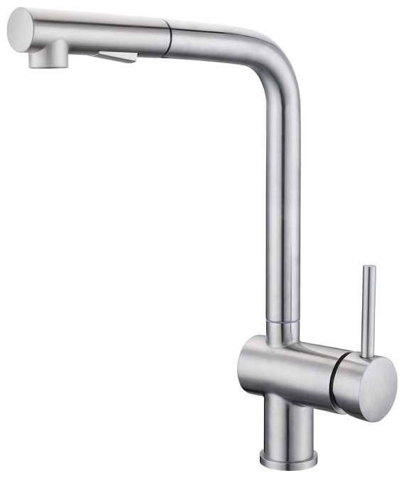 Chrome  Pull Out Kitchen Mixer Tap  Single Handle Stainless Steel Kitchen Sink Faucet  Goose Neck with Pull Down Sprayer