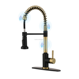 Sensor Touch Black Gold Faucet Touchless Faucet Mixer 360 Degree Rotating Spring Kitchen Faucets Hot And Cold