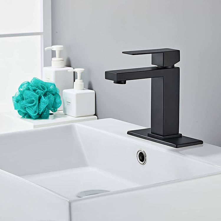 Black Gold Rose Brass Deck Mounted 1 Hole Single Handle Deck Mount Lavatory Mixer Tap Square Shaped Bathroom Sink Faucet