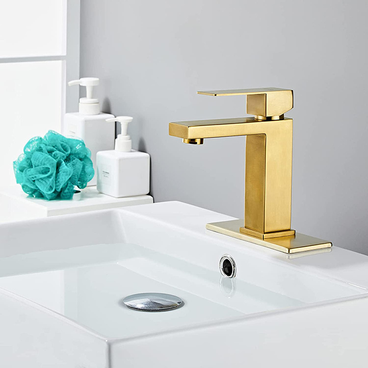 Black Gold Rose Brass Deck Mounted 1 Hole Single Handle Deck Mount Lavatory Mixer Tap Square Shaped Bathroom Sink Faucet