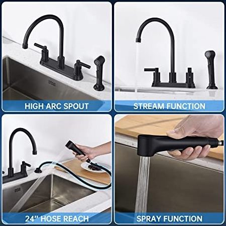 cUPC water saving two handles kitchen sink mixer tap  faucet with side sprayer kitchen faucet with pull out sprayer