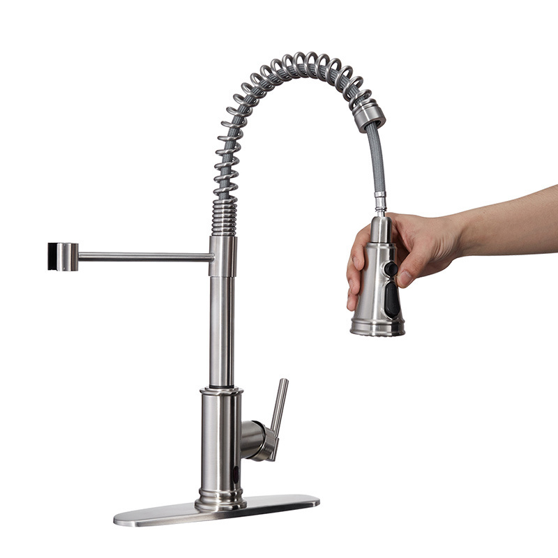 Stainless Steel Sensor Kitchen Faucet with 3 Function Smart Sprayer Hands Free Kitchen Faucet Motion Sensor Kitchen Faucet