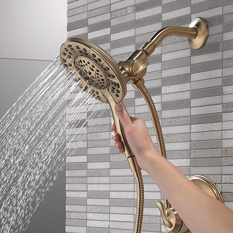 Guangzhou Stainless Upc Tub Faucet 1 Handle Single Handle Dual Head Brass Gold Hot Cold Shower and Bath Faucet Set