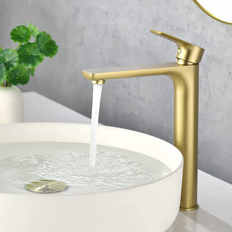 Gold Single Handle Vessel Sink Faucet Tall Bathroom Faucet Single Hole Deck Mount Mixer Tap Bathroom Vanity Faucet