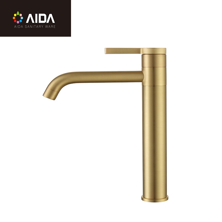 Gold Single Handle Vessel Sink Faucet Tall Bathroom Faucet Single Hole Deck Mount Mixer Tap Bathroom Vanity Faucet