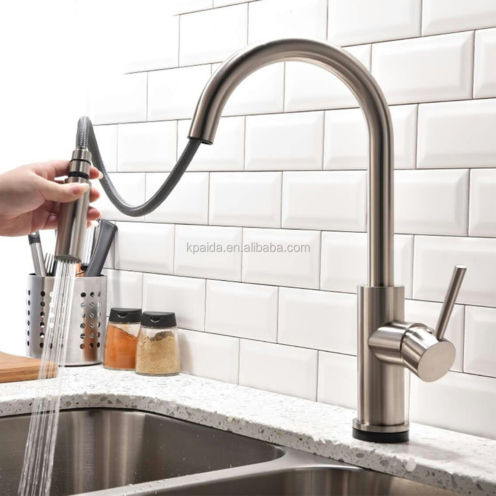 Hot sale stainless steel brass nickel 360 degree swivel spout touchless sensor kitchen faucet robinet pull out sink mixer tap