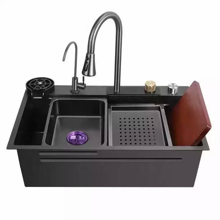 2023 Hot Sale Multifunction kitchen sinks 304 stainless steel kitchen sink faucet modern kitchen sink set