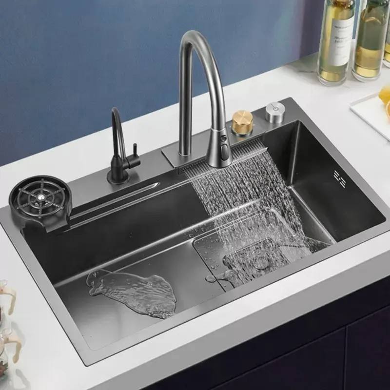 2023 Hot Sale Multifunction kitchen sinks 304 stainless steel kitchen sink faucet modern kitchen sink set