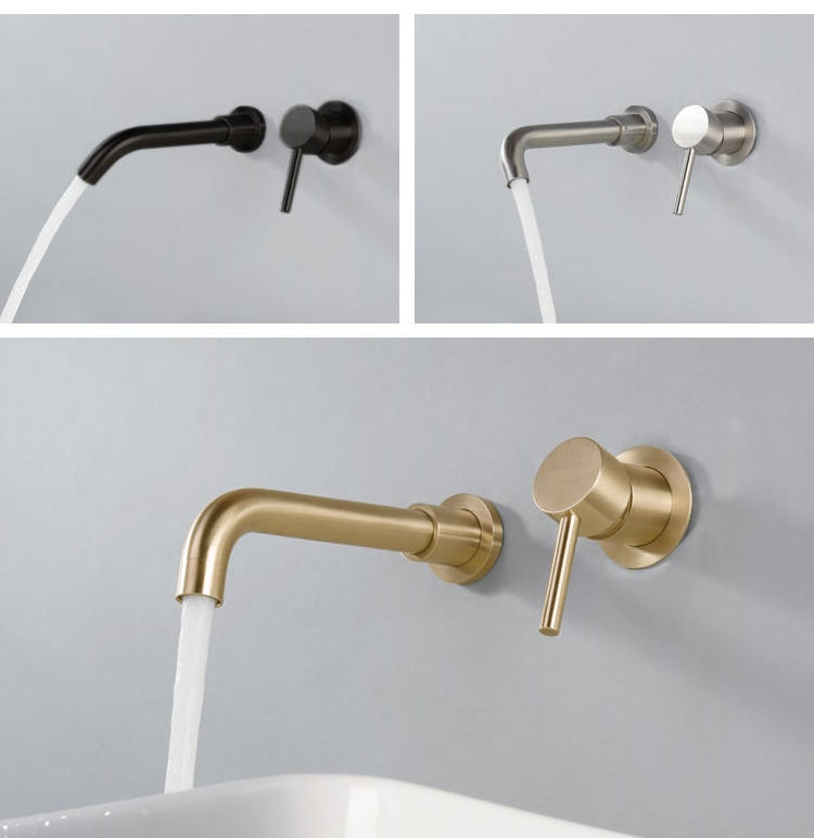 Hot Sale Brushed Water Tap Hot Cold Mixer Hidden in Wall Mounted Concealed Basin Faucet  304 Stainless Steel