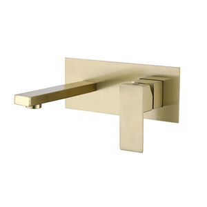 Bathroom wall brass concealed Matte Modern design black waterfall spout basin faucet sink Single Handle water tap