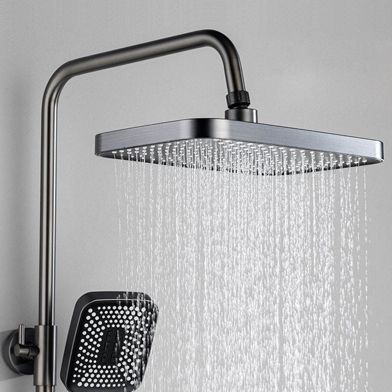 Lanxing grey piano key LED digital shower set bathroom faucets hot and cold waterfall tap