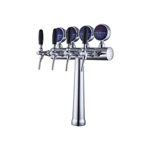 Hot Sell T Type Shape 4 Taps Stainless Steel Faucet Beer Font Dispenser Draft Beer Tap Tower