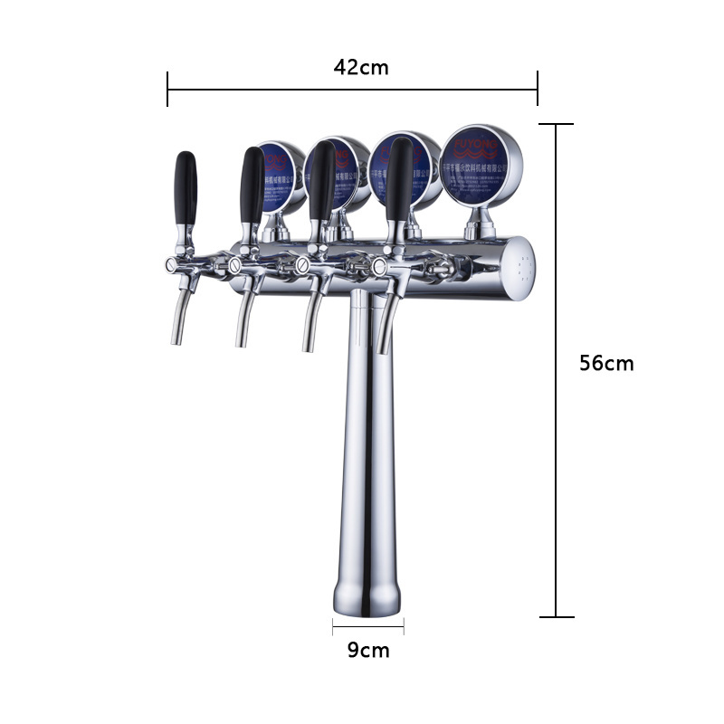 Hot Sell T Type Shape 4 Taps Stainless Steel Faucet Beer Font Dispenser Draft Beer Tap Tower