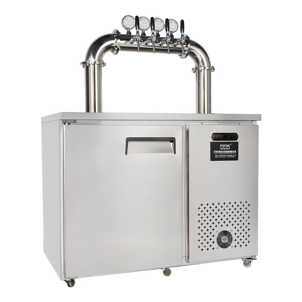 Fuyong Cocktail Party Kegerator Beer Dispenser Dual Cooling Draft Beer Machine Stainless Steel Beer Kegerator