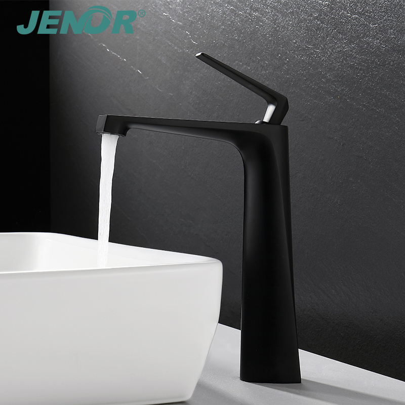 New product matt black brass bathroom faucet sink tap single lever water tall basin faucet modern