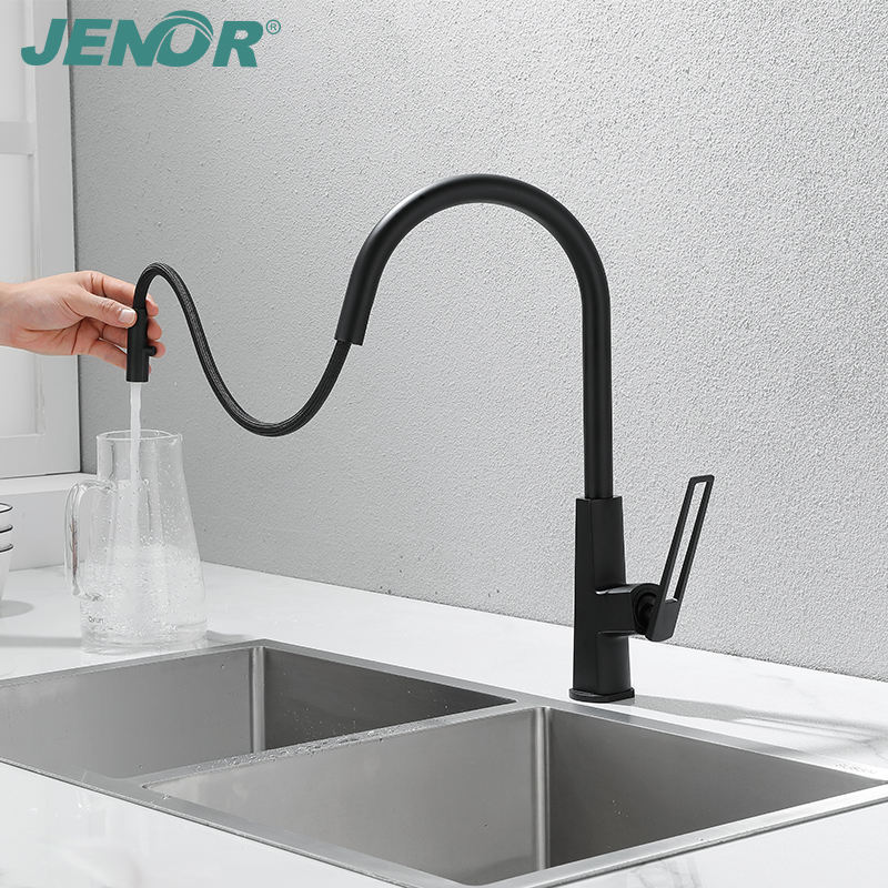 Modern luxury matte black kitchen faucet filter drinking pure water mixer faucet with flexible pull down sprayer