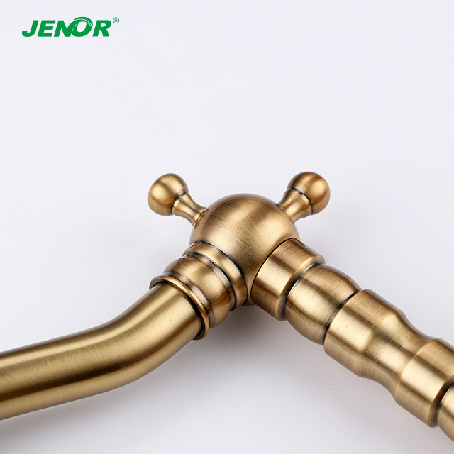 JENOR Bathroom Vintage Classic Gold Dual Handle Retro Antique Basin Faucet Bathroom Faucet