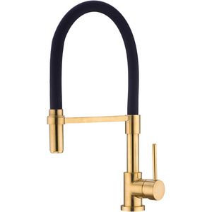 SS304 Kitchen Faucet, Kitchen Sink Faucet with Pull Down Spray, Solid Brass Kitchen Faucet Gold and Black