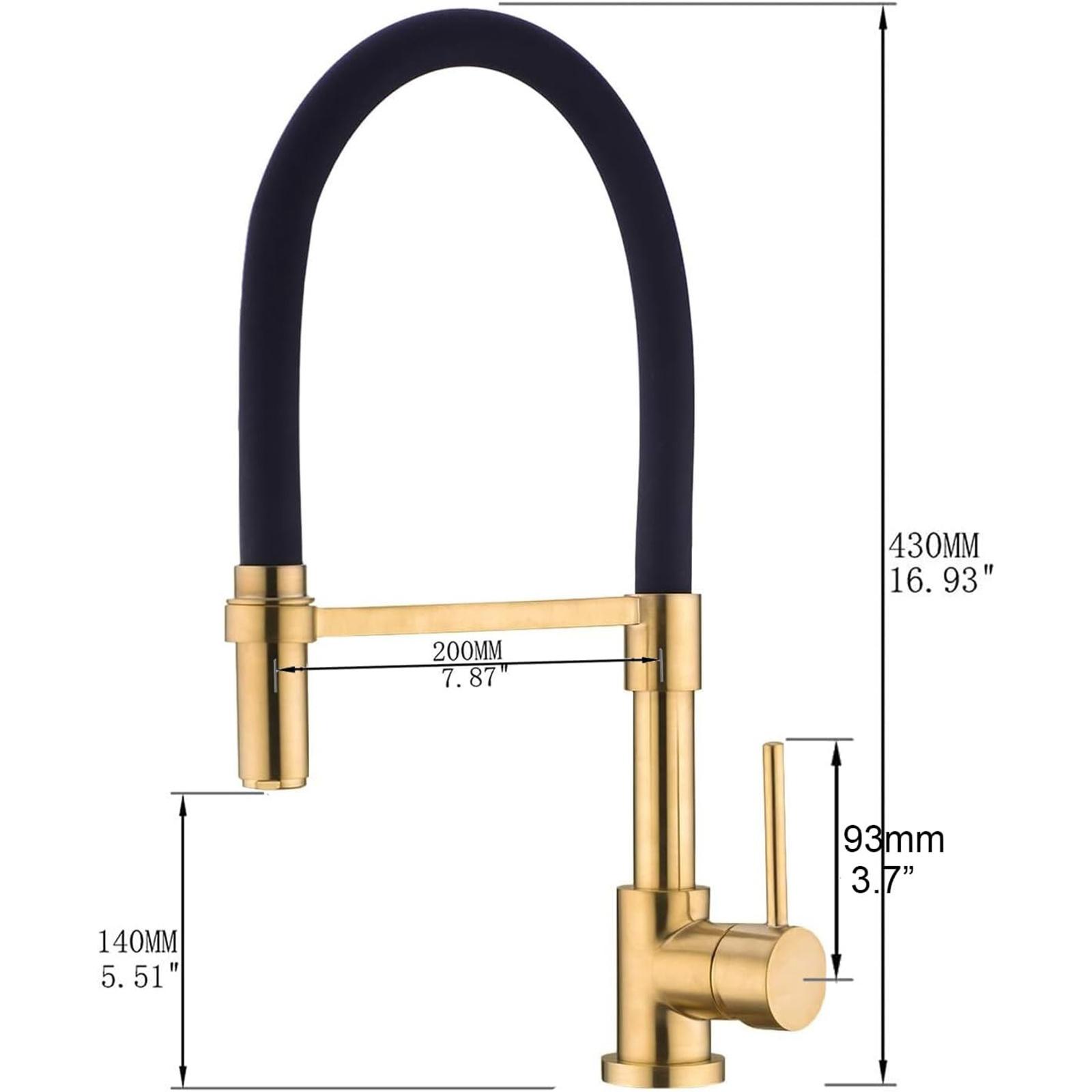 SS304 Kitchen Faucet, Kitchen Sink Faucet with Pull Down Spray, Solid Brass Kitchen Faucet Gold and Black