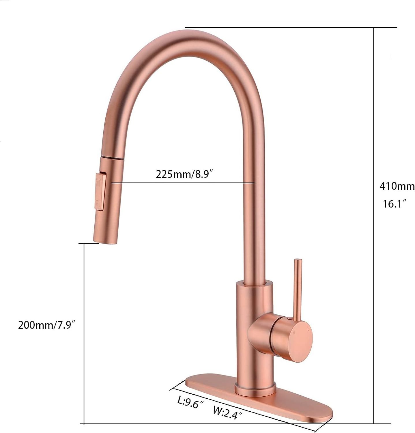 Retro color Copper Kitchen Faucet with Pull Oot Sprayer, Red Copper tap hot and cold