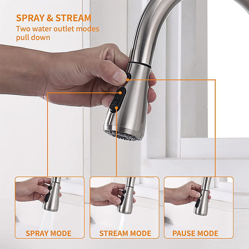 Touchless Kitchen Faucet with Pull Down Sprayer, Motion Sensor  with Soap Dispenser, Single High Arc Pull Out Faucet for Sink