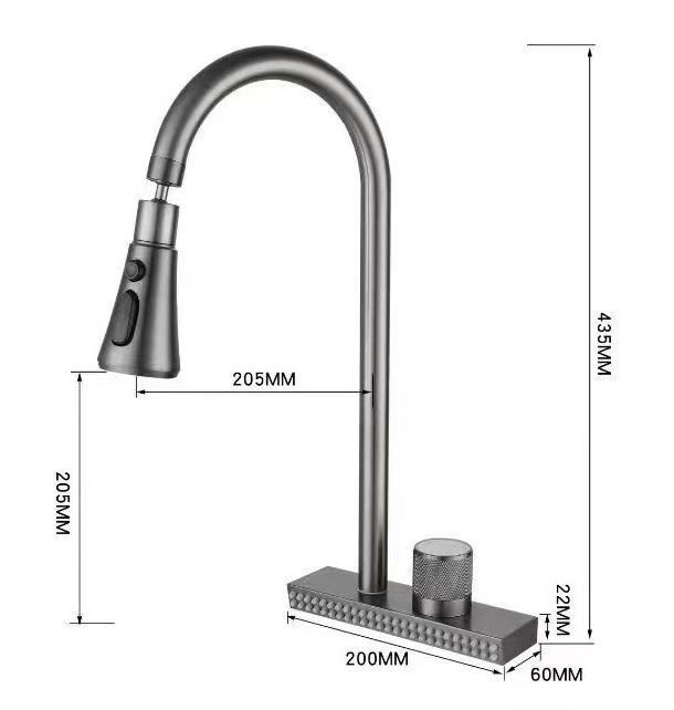 Lead free tap pull-out spray head 304 stainless steel faucet  control kitchen sink Single Hole mixer waterfall faucet