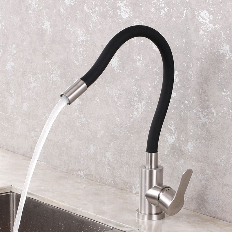 304 Stainless Steel mixer black flexible Swivel taps hot and cold water tap Pull Out faucet for bathroom kitchen sink faucet