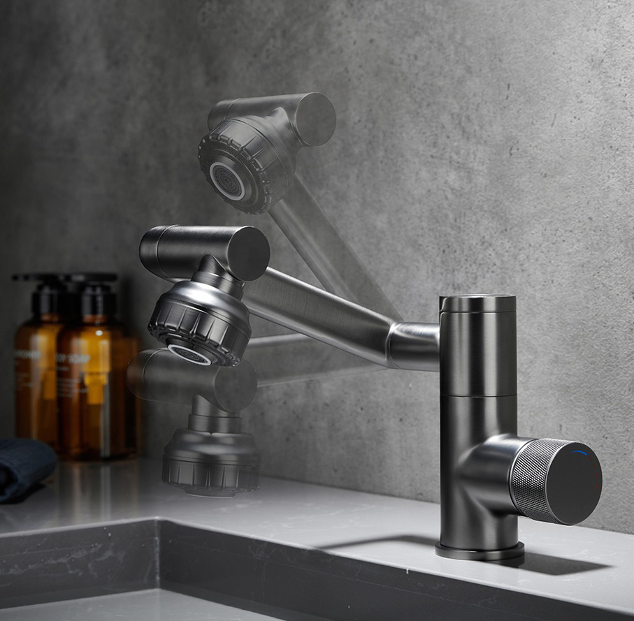 Luxury rotating robot arm basin faucet thermostatic with LED temperature display Cold And Hot Mixer Basin Faucets