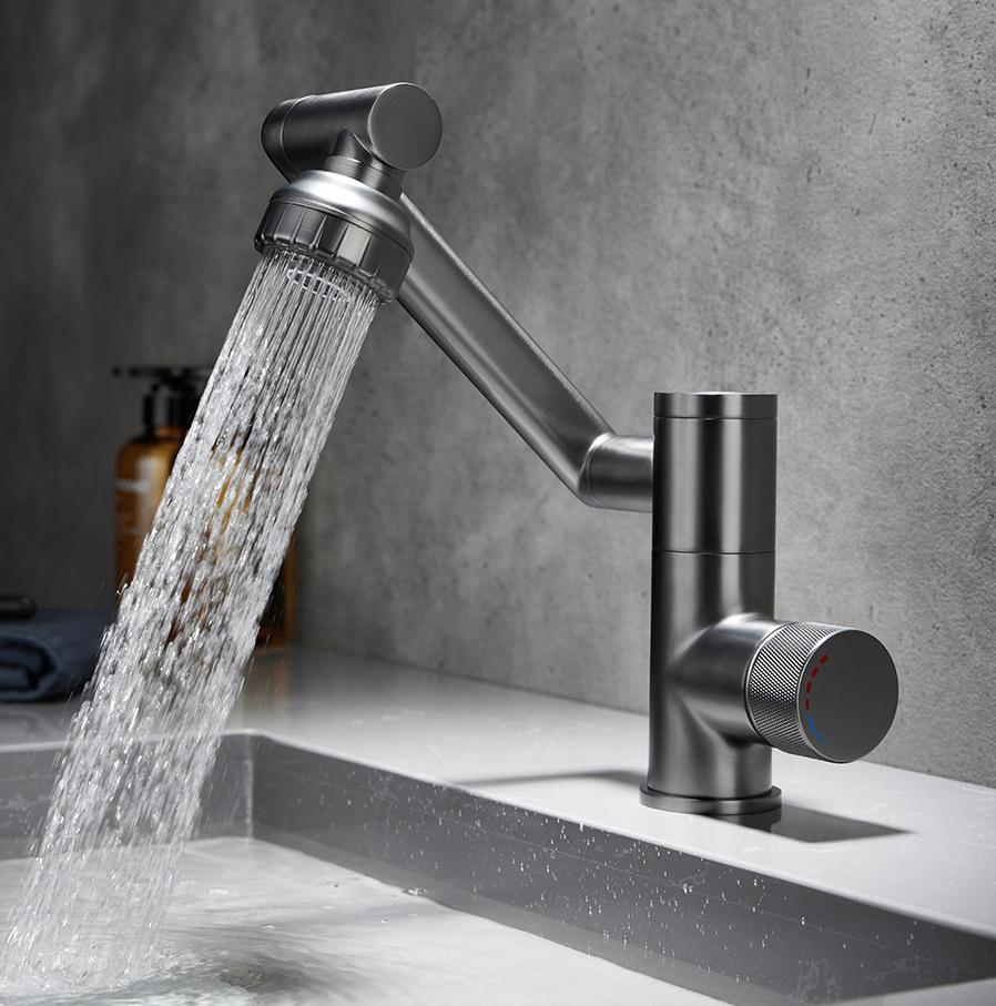 Luxury rotating robot arm basin faucet thermostatic with LED temperature display Cold And Hot Mixer Basin Faucets