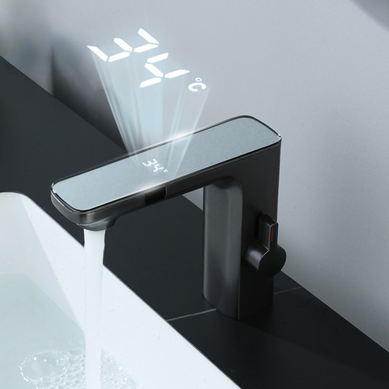 Smart LED Sensor Brass Automatic touch Basin Tap Sink Faucet For Bathroom Temp Digital Display Sink Mixer Tap