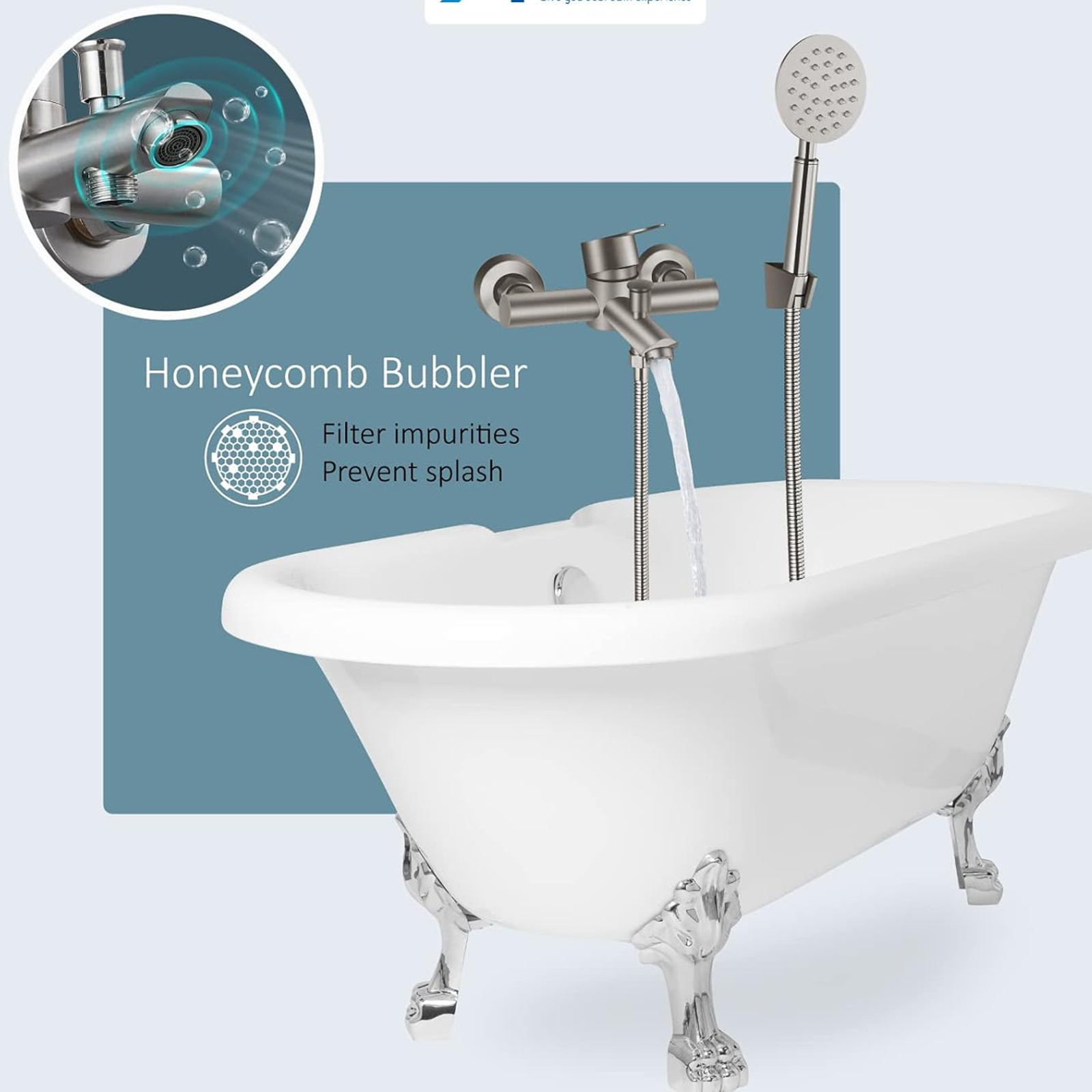 Ceramic Cartridge SS304 Stainless Steel Bathroom Wall Mounted Bath Faucet Shower Sets