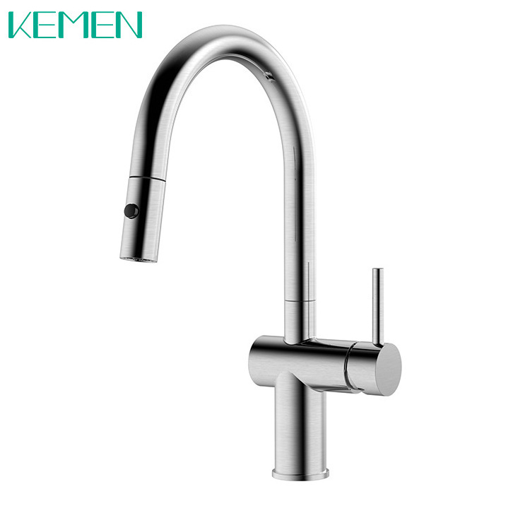 American Standard Brushed Finished Kitchen Sink Pull Down Water Tap 304 Stainless Steel Kitchen Faucet