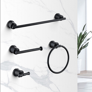 Luxury Home Designer Hardware 4 Pieces Black Bathroom Accessories Set