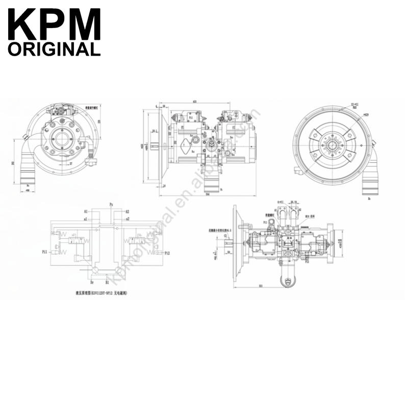 KPM Original high pressure K3V112DT hydraulic oil mini pump repair kit 9P12-16T PC200-6Hydraulic pump for kubota