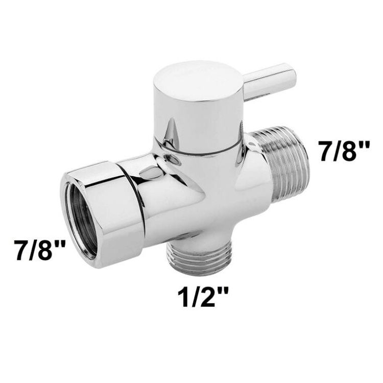 Brass Bidet T Valve Chrome Plated Diverter Valve Toilet Bidet Tee Connector Valve