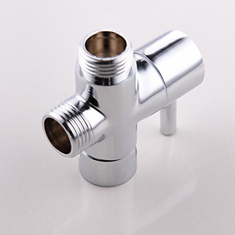 G1/2'' Chrome Bidet T adapter 3 Way Shower Water Diverter Valve Bathroom Accessories Toilet Bidet T valve