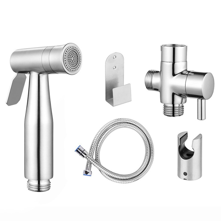 Bidet Sprayer Toilet Faucet 304 Stainless Steel Hand-Held Wall-Mounted Mixer Jet And Soft Water With Hose